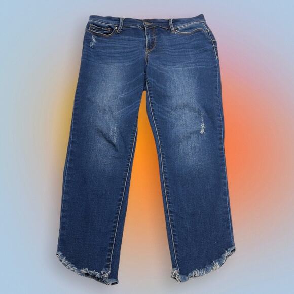 JUICY COUTURE Women’s 10 Distressed Cutoff Skinny Blue Jeans - Picture 1 of 3